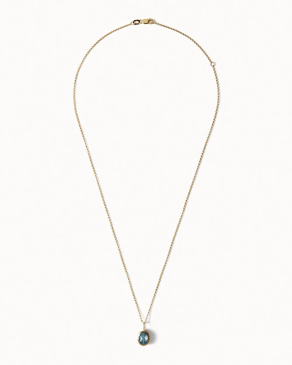 Solid Gold Sky Blue Topaz Gemstone Necklace