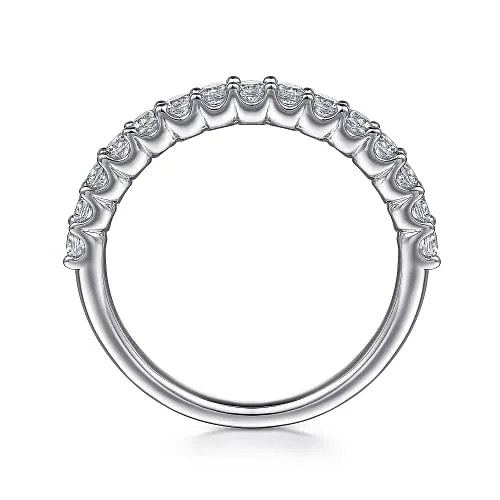 Sorrento - 14K White Gold Shared Prong Set Diamond Wedding Band - 0.5ct