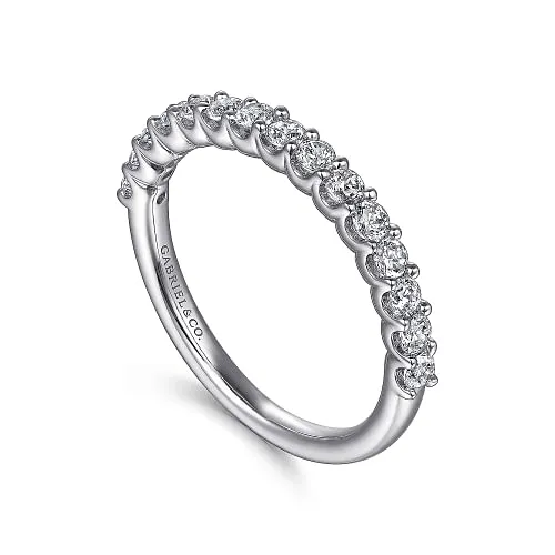 Sorrento - 14K White Gold Shared Prong Set Diamond Wedding Band - 0.5ct