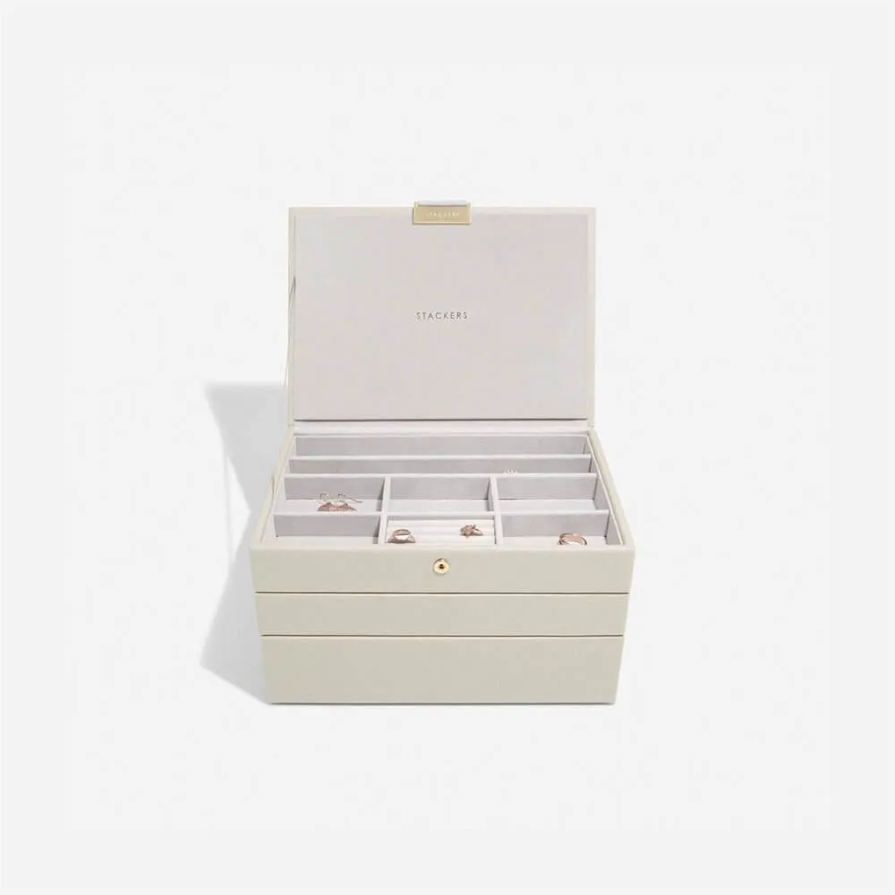 Stackers Classic Lidded Jewellery Box Oatmeal