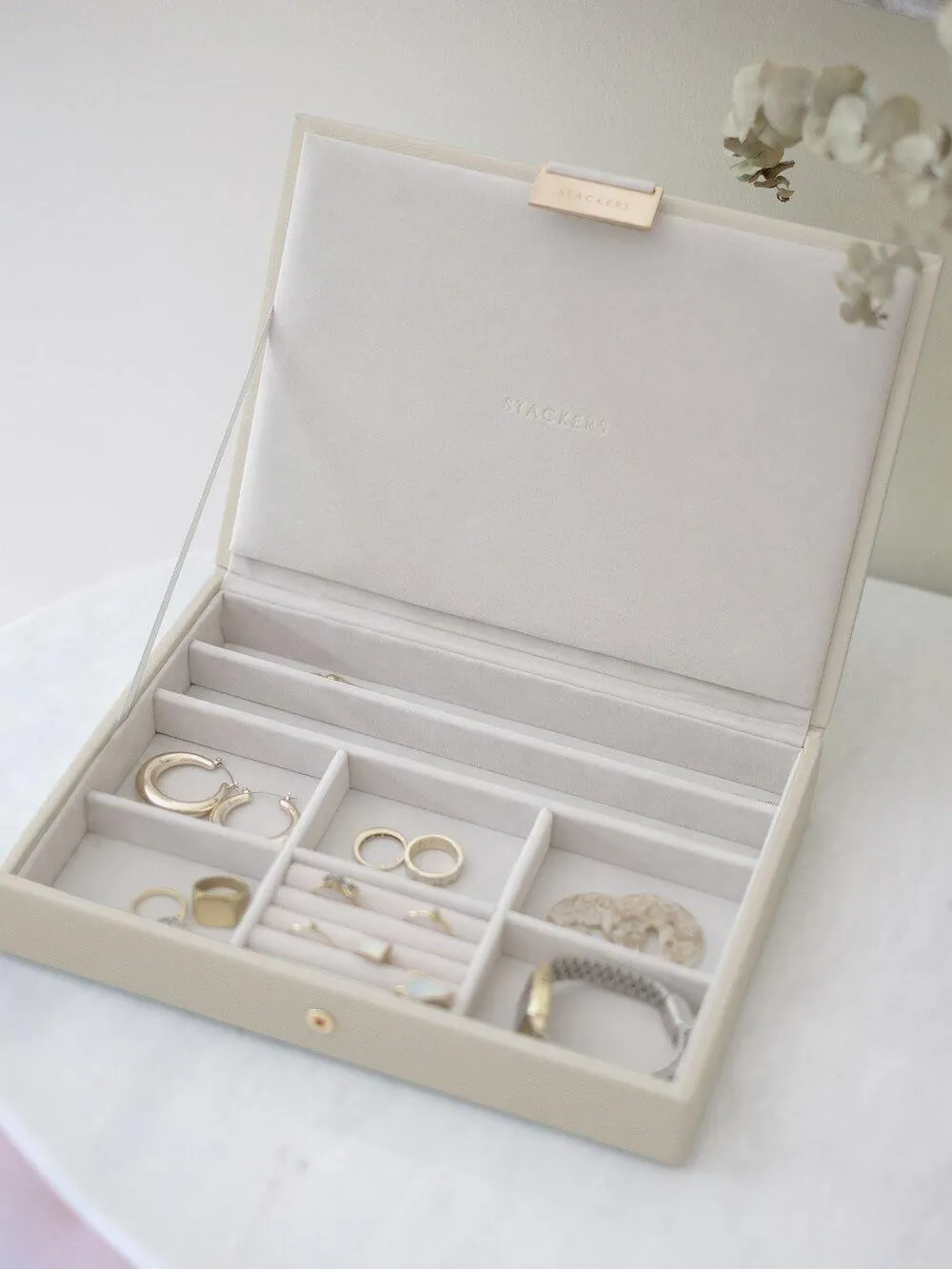 Stackers Classic Lidded Jewellery Box Oatmeal
