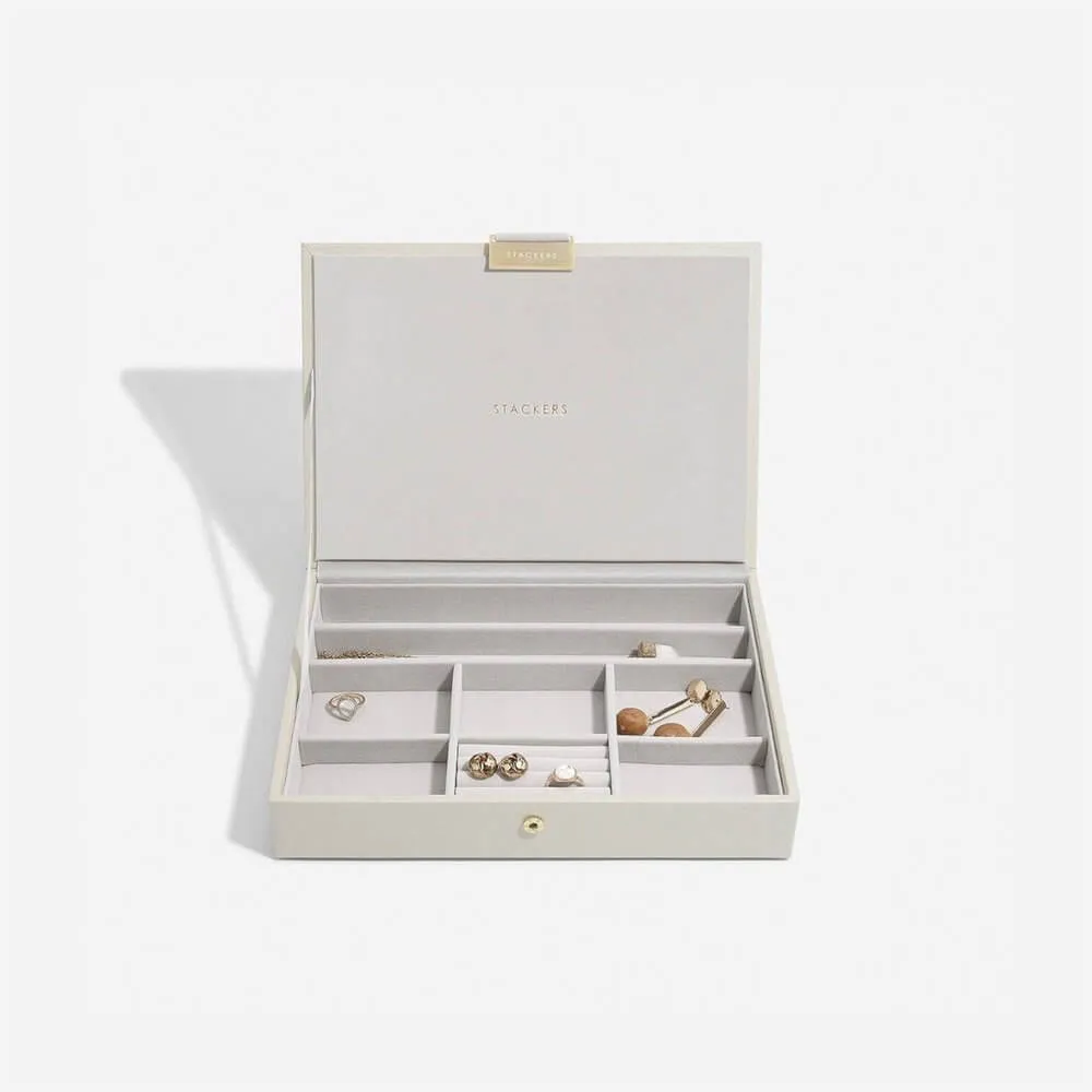 Stackers Classic Lidded Jewellery Box Oatmeal
