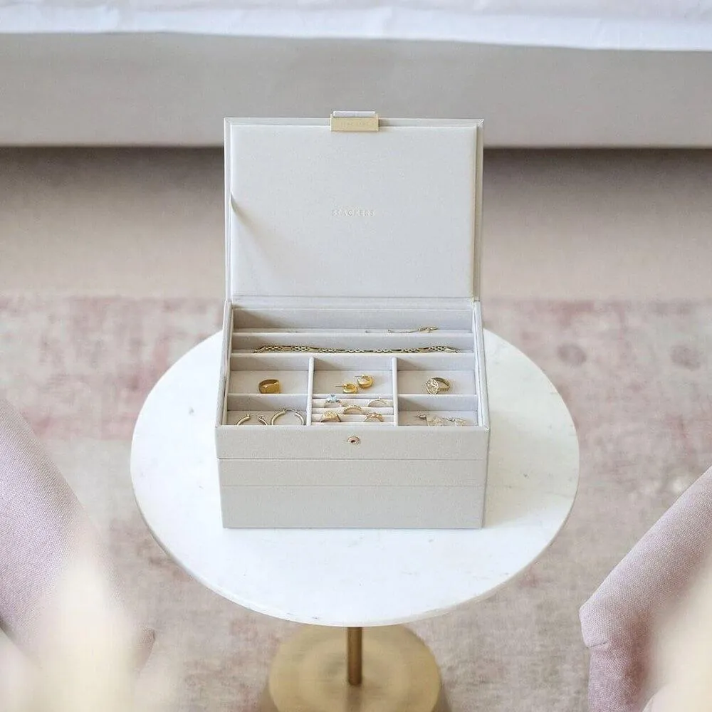 Stackers Classic Lidded Jewellery Box Oatmeal