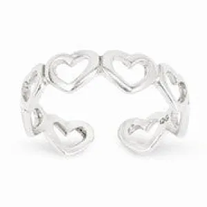 Sterling Silver Cut-out Hearts Toe Ring