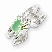Sterling Silver Green Enameled Frog Toe Ring