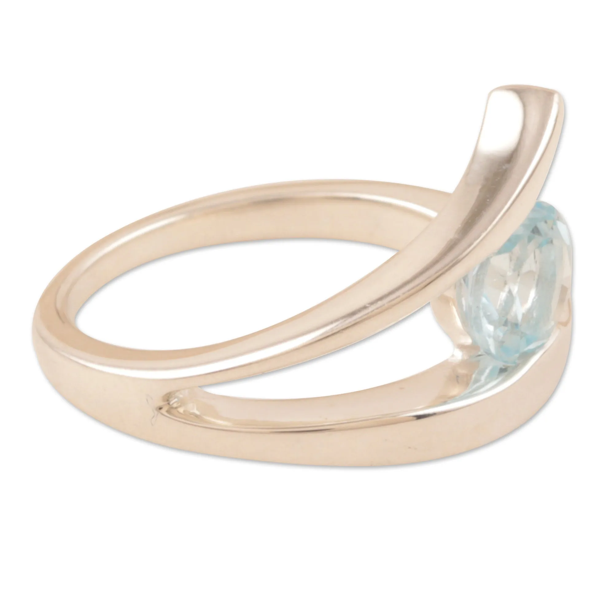 Sterling Silver Solitaire Blue Topaz Ring - Dazzling Love | NOVICA