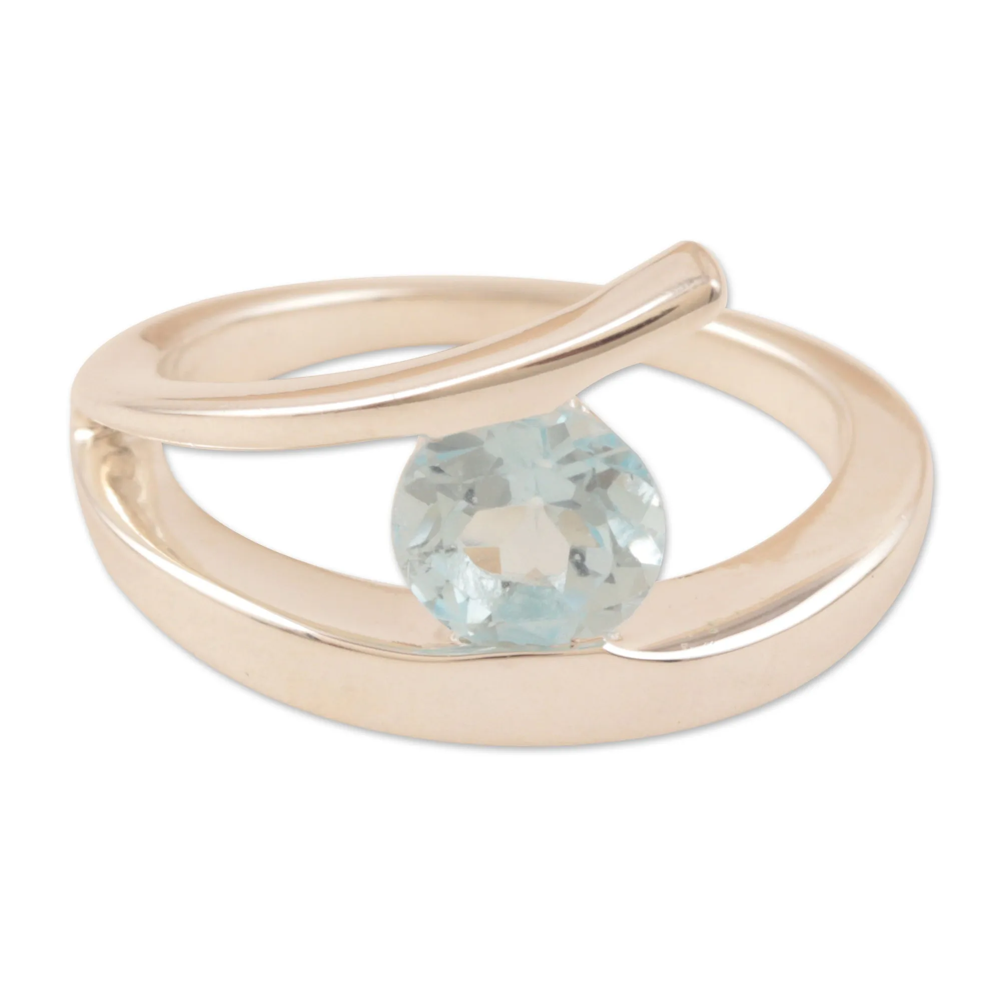 Sterling Silver Solitaire Blue Topaz Ring - Dazzling Love | NOVICA