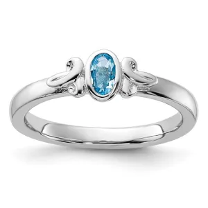 Sterling Silver Stackable Expressions Blue Topaz Oval Ring