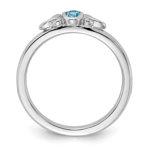 Sterling Silver Stackable Expressions Blue Topaz Oval Ring