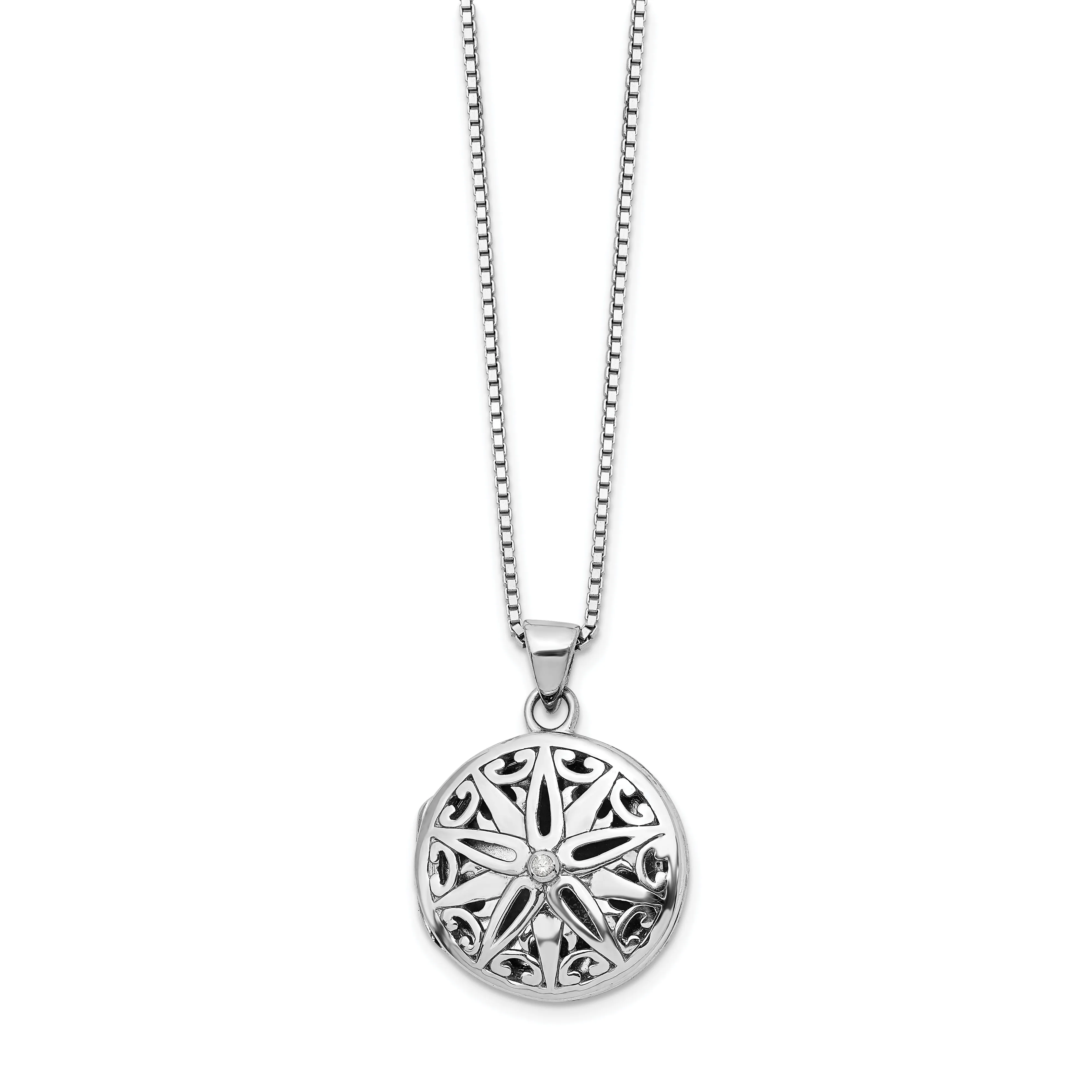 Sterling Silver White Ice Diamond Star Locket Necklace