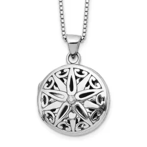 Sterling Silver White Ice Diamond Star Locket Necklace