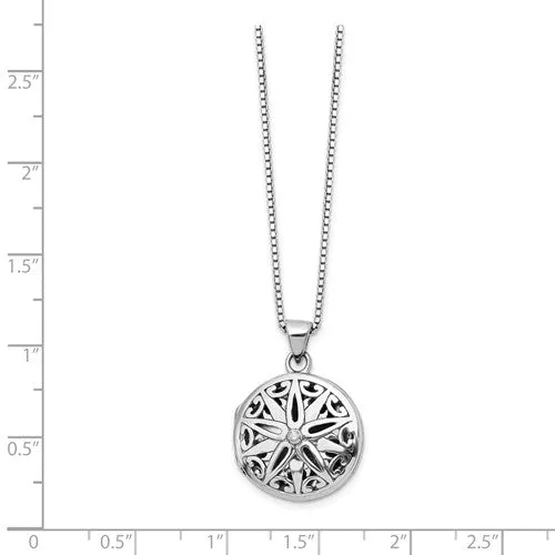 Sterling Silver White Ice Diamond Star Locket Necklace