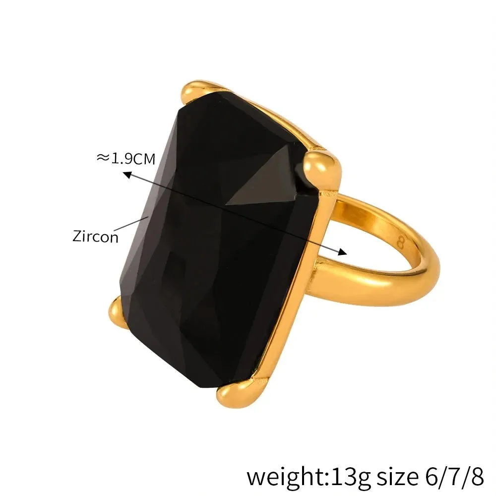 TEEK - Zircon Stainless Steel Big Lux Ring