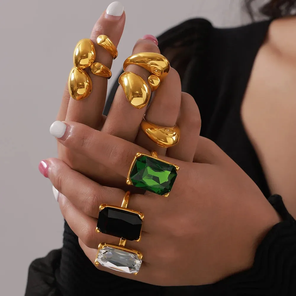 TEEK - Zircon Stainless Steel Big Lux Ring
