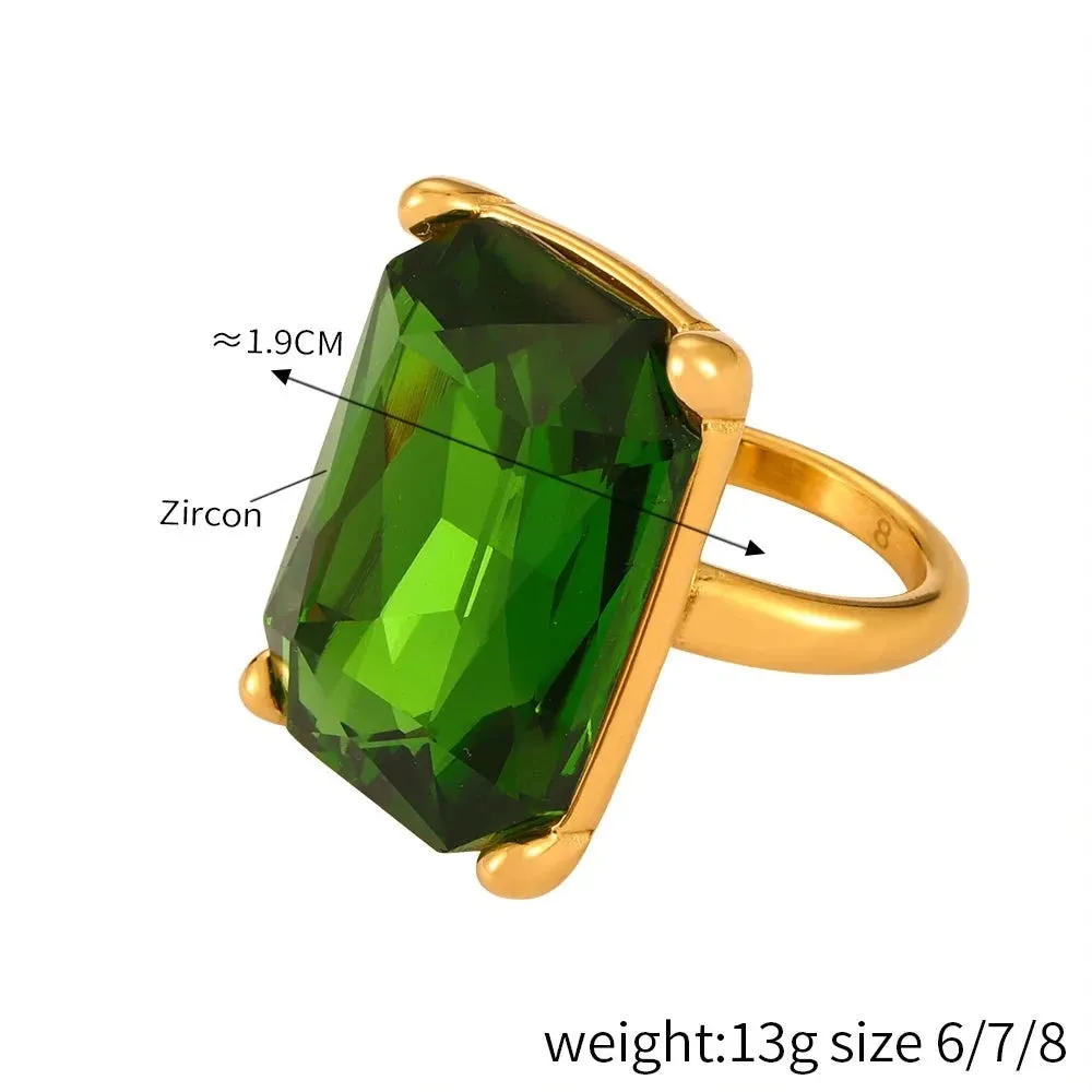 TEEK - Zircon Stainless Steel Big Lux Ring