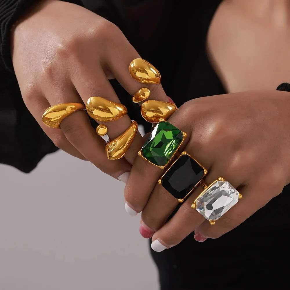 TEEK - Zircon Stainless Steel Big Lux Ring