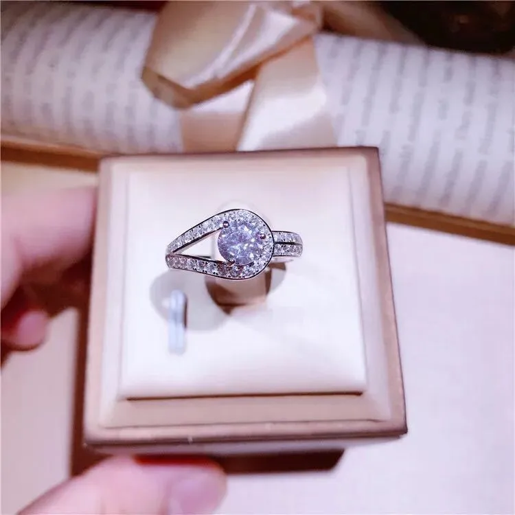 Temperament High End Atmosphere Diamond Zircon Marriage Simulation adjustable ring