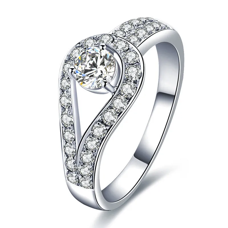 Temperament High End Atmosphere Diamond Zircon Marriage Simulation adjustable ring