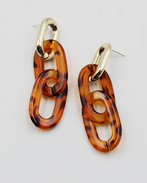 Tortoise Shell Link Earrings