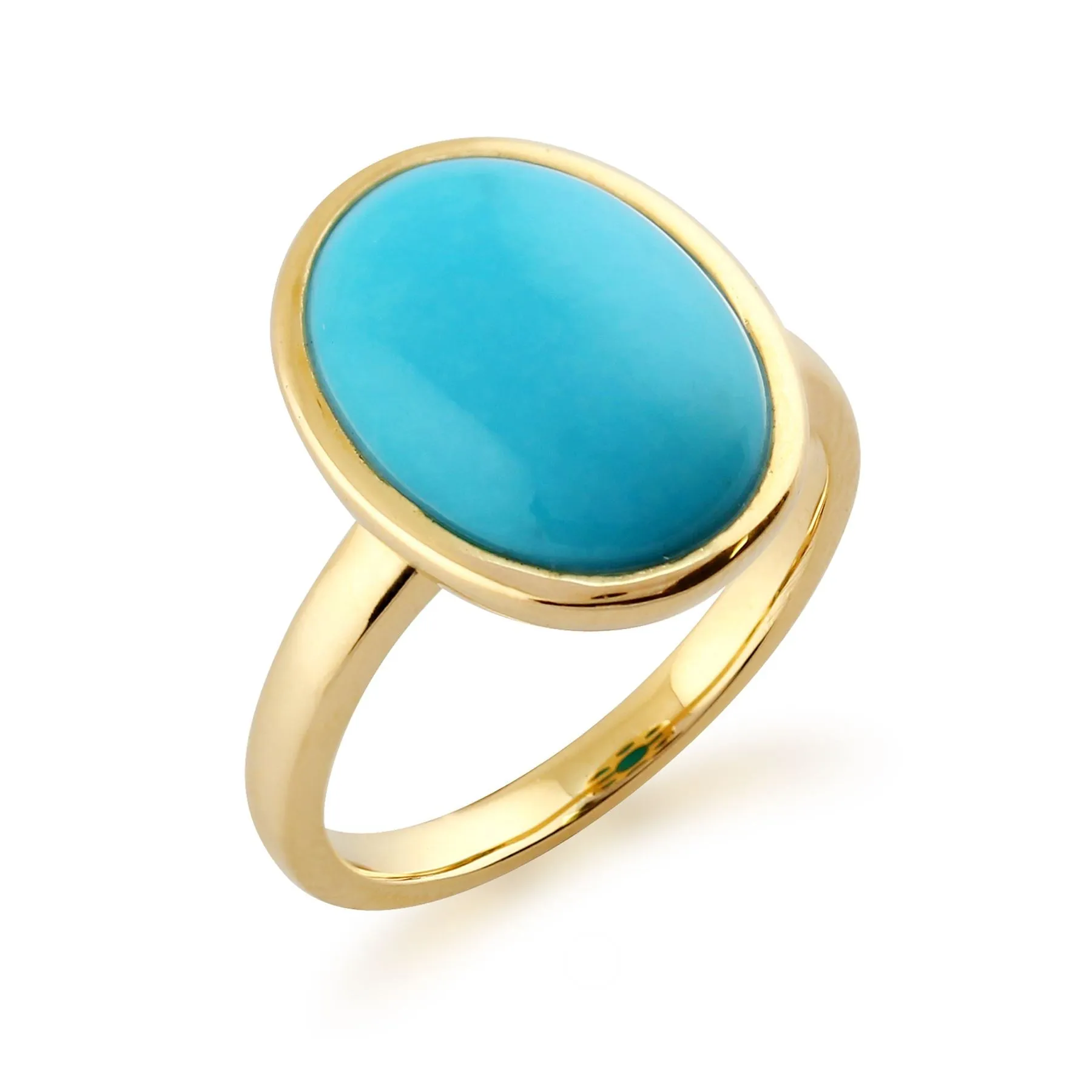 Türkis Ring, 9 Karat Gelbgold 3.00ct oval türkis gerahmt Ring