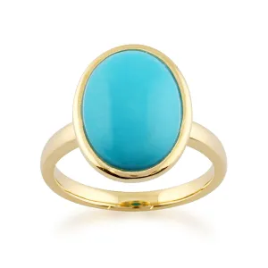 Türkis Ring, 9 Karat Gelbgold 3.00ct oval türkis gerahmt Ring