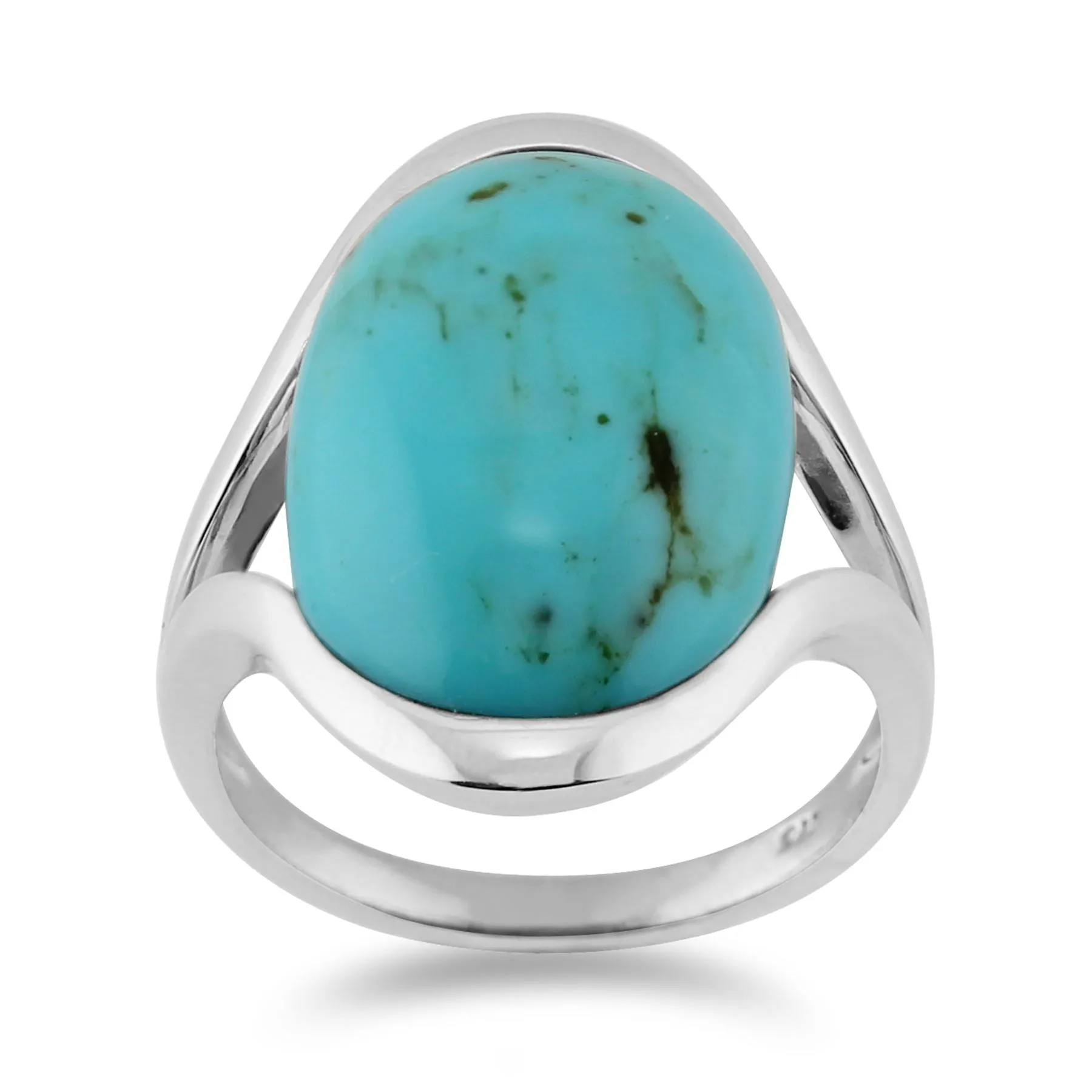 Türkis Ring, Sterlingsilber 8.50ct Türkis Cabochon oval halb Blende einzeln Stein Ring