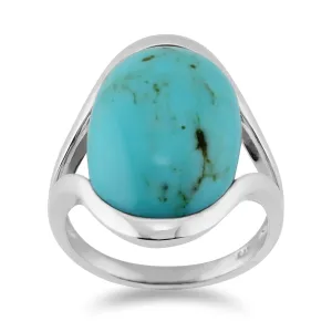 Türkis Ring, Sterlingsilber 8.50ct Türkis Cabochon oval halb Blende einzeln Stein Ring