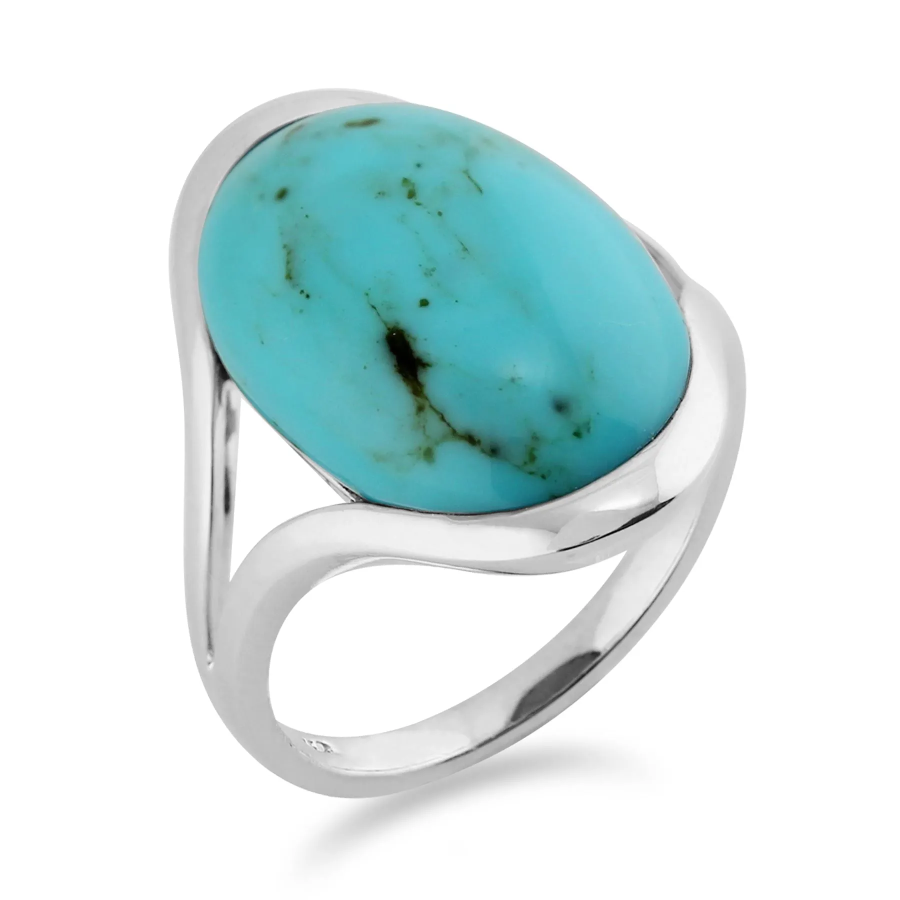Türkis Ring, Sterlingsilber 8.50ct Türkis Cabochon oval halb Blende einzeln Stein Ring