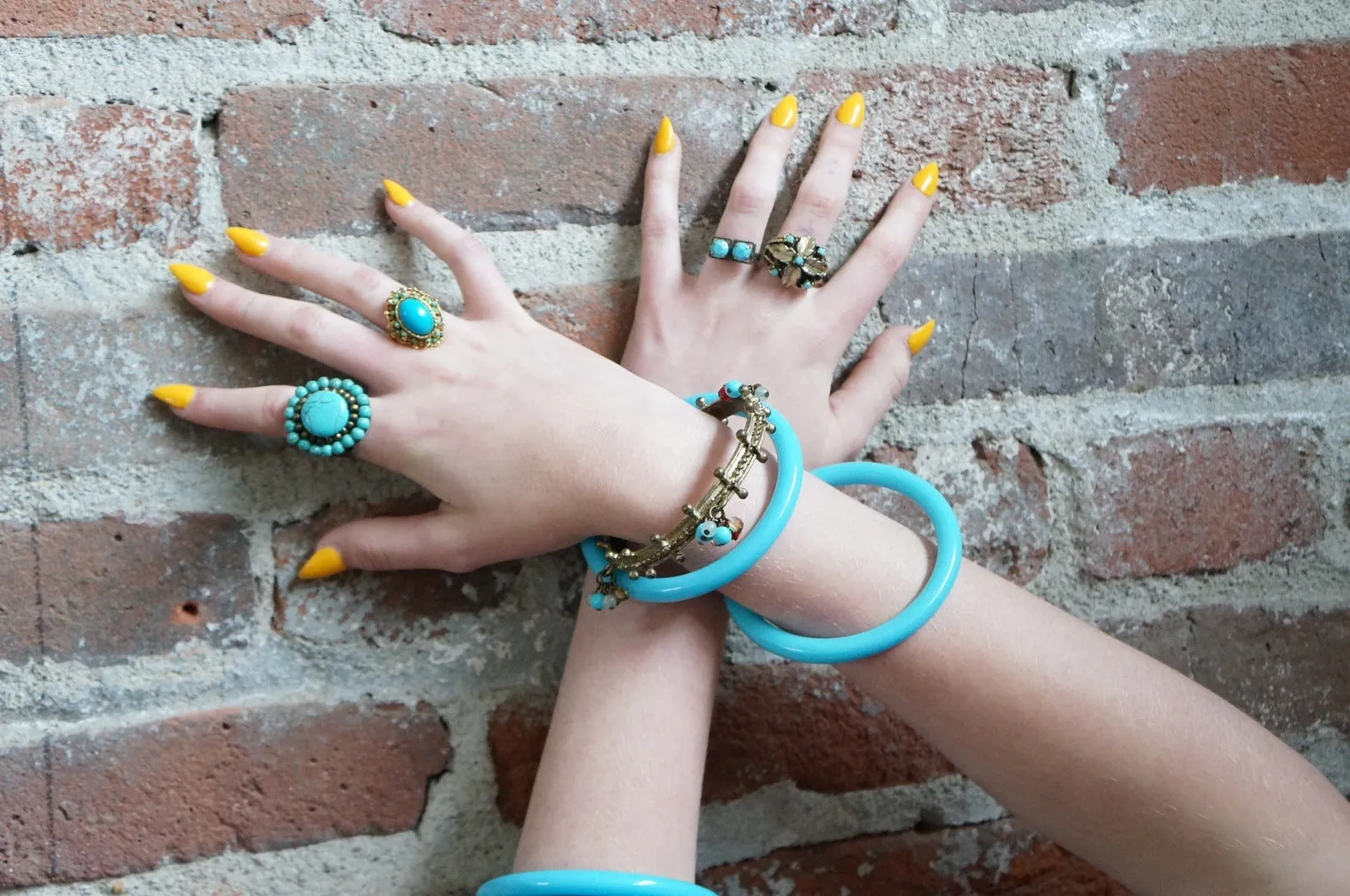 Turquoise Blue Rocks Floral Cocktail Ring Vintage Jewelry