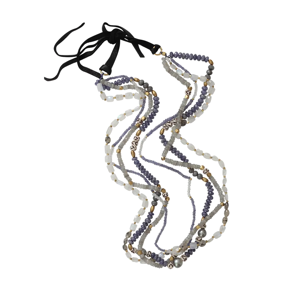 Two Strand Moonstone, Tanzanite, And Labradorite Bead Necklace