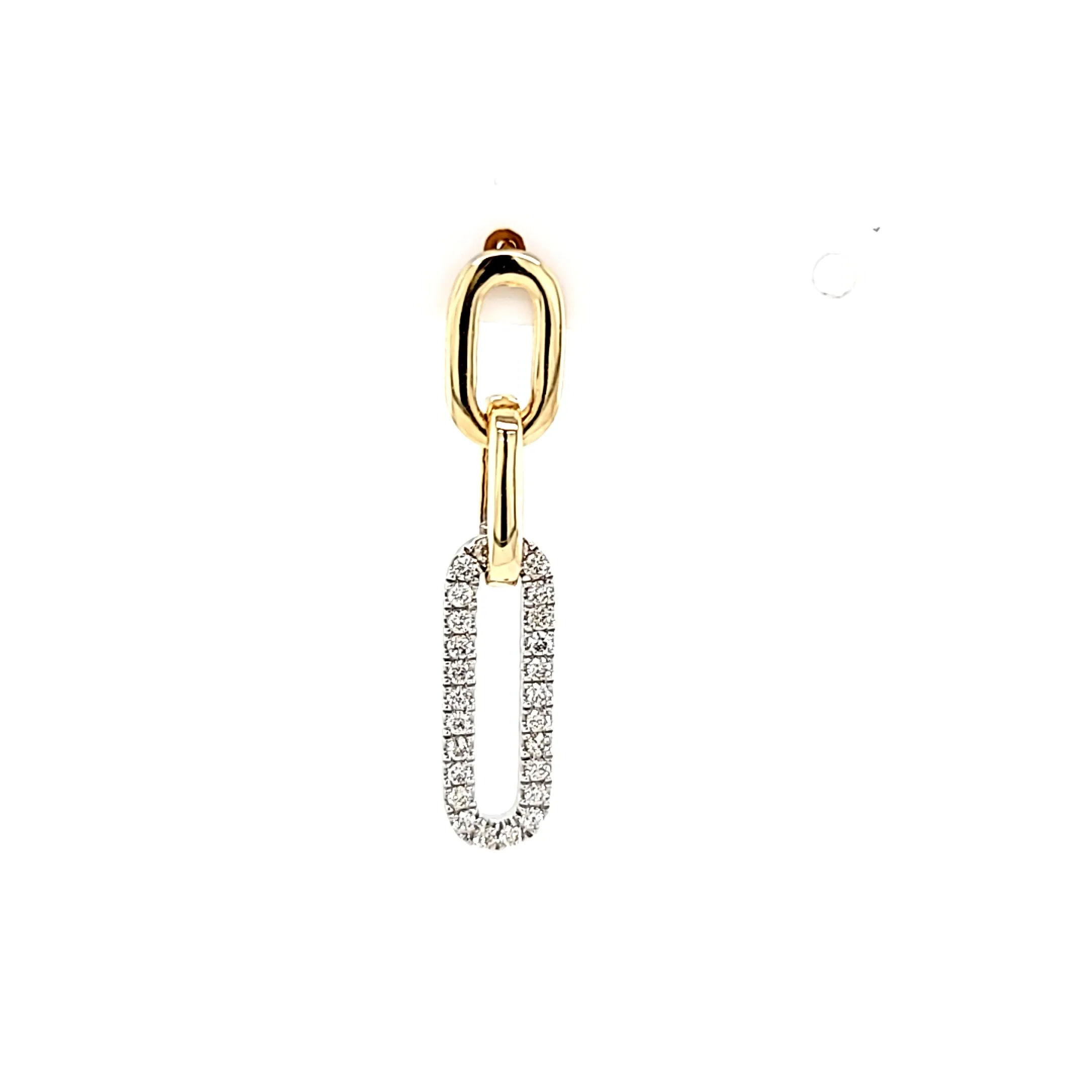 Two Tone Diamond Paperclip Dangle Earrings (I7462)