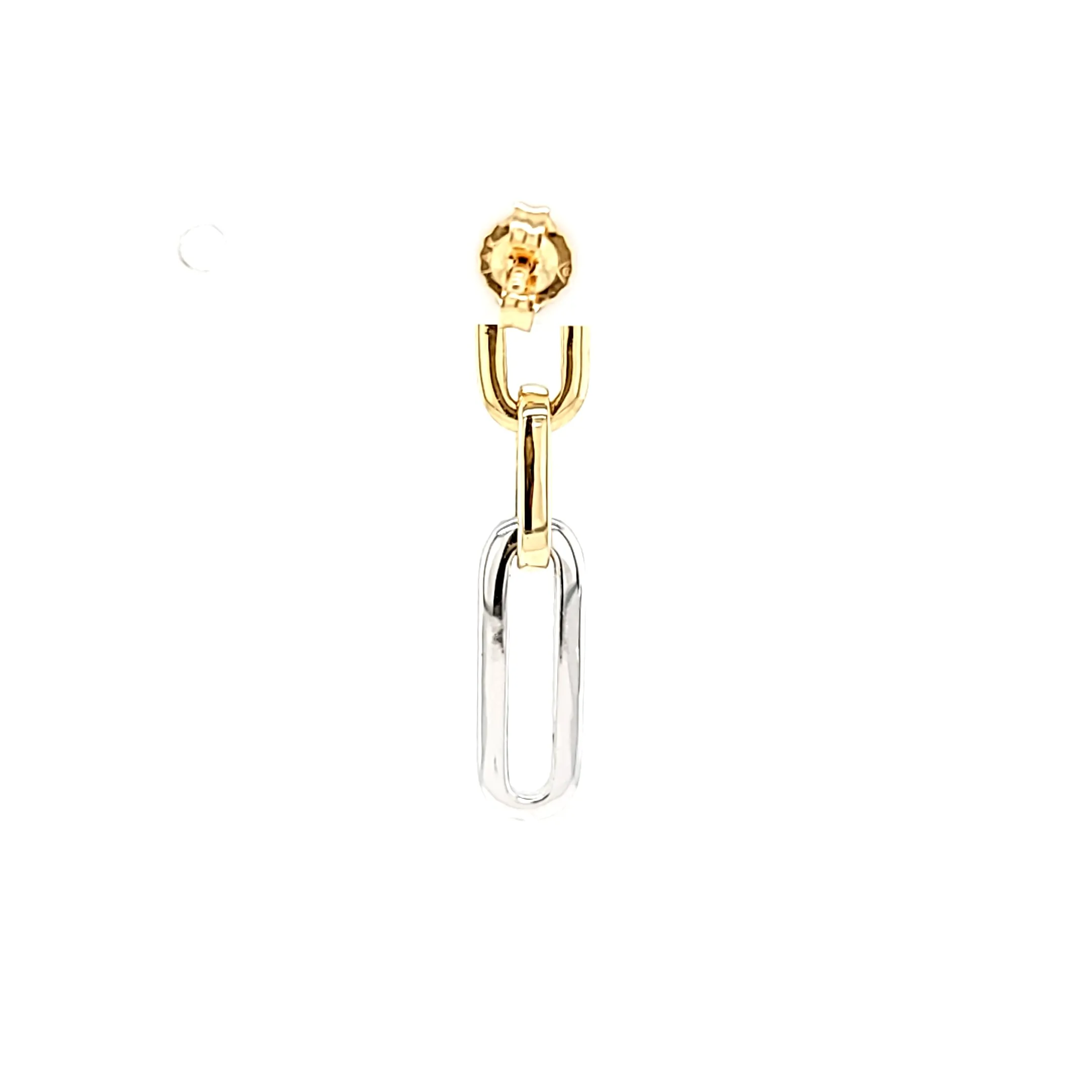 Two Tone Diamond Paperclip Dangle Earrings (I7462)