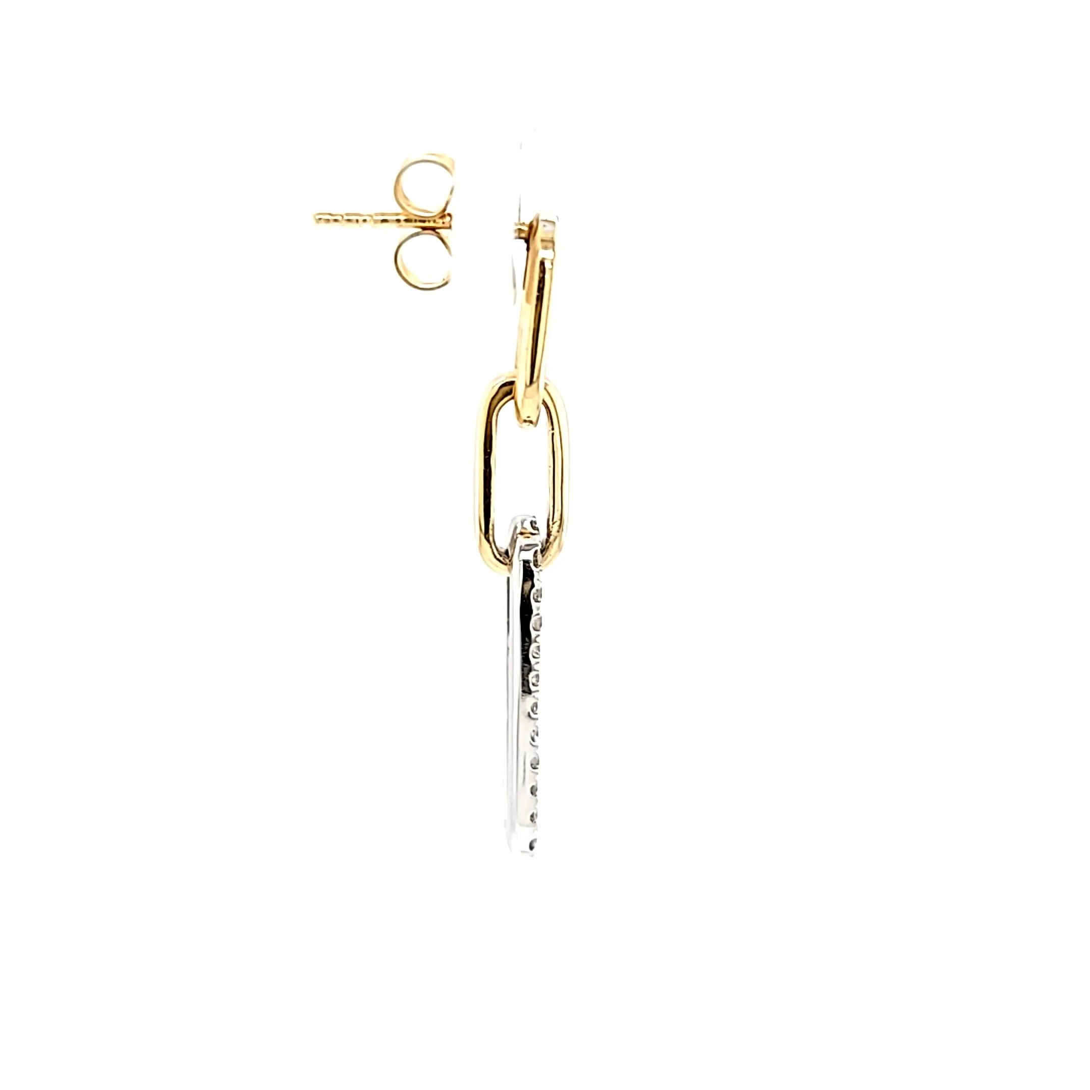 Two Tone Diamond Paperclip Dangle Earrings (I7462)