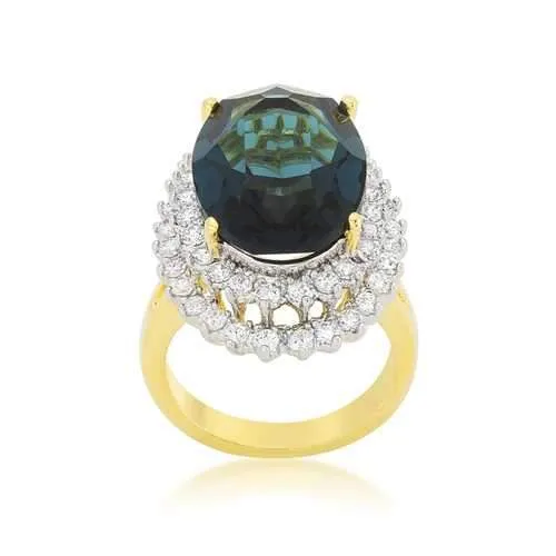Two-tone Double Halo Cocktail Ring