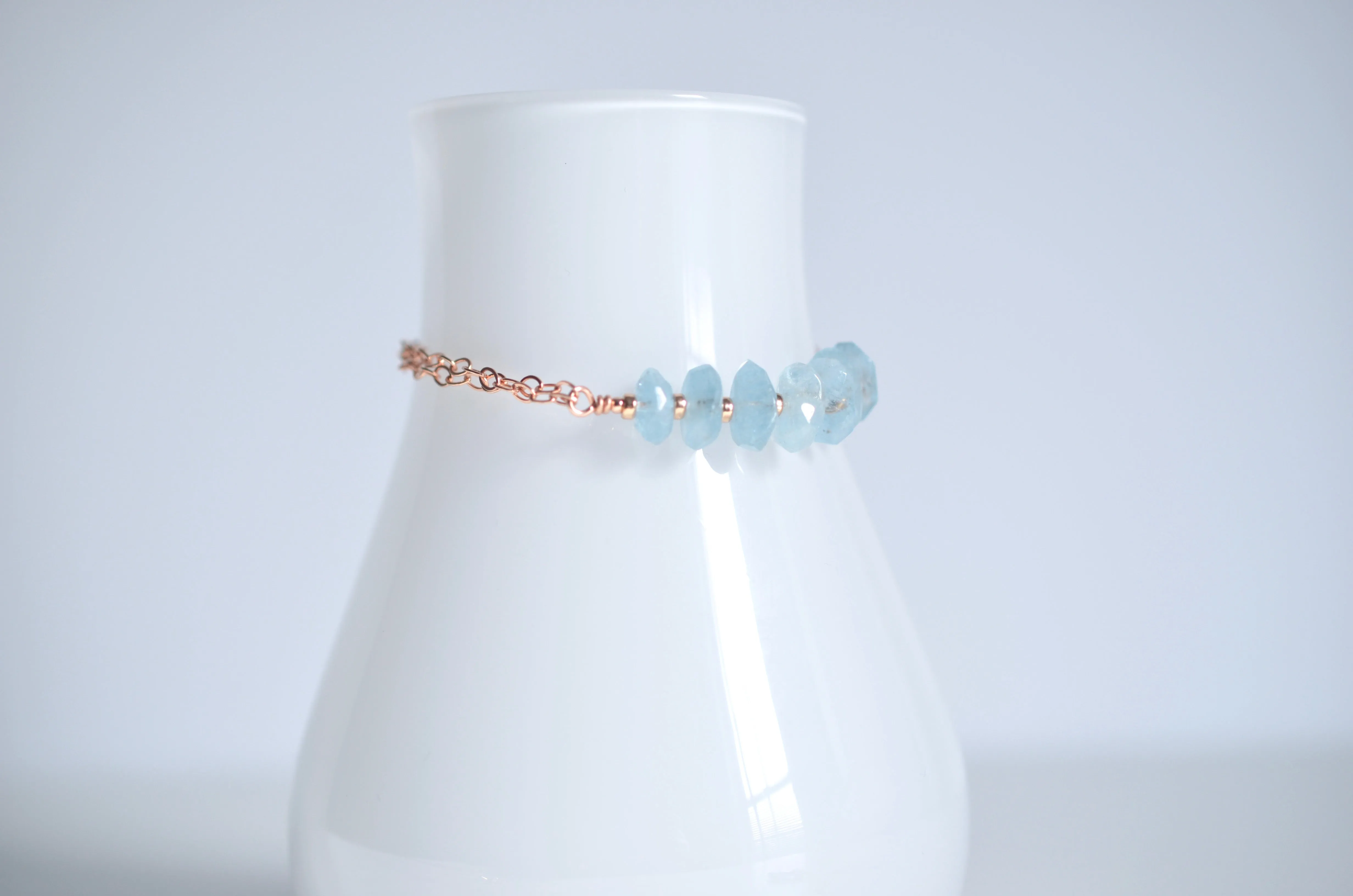 Urzah - Aquamarine, 14k Rose Gold Filled bracelet