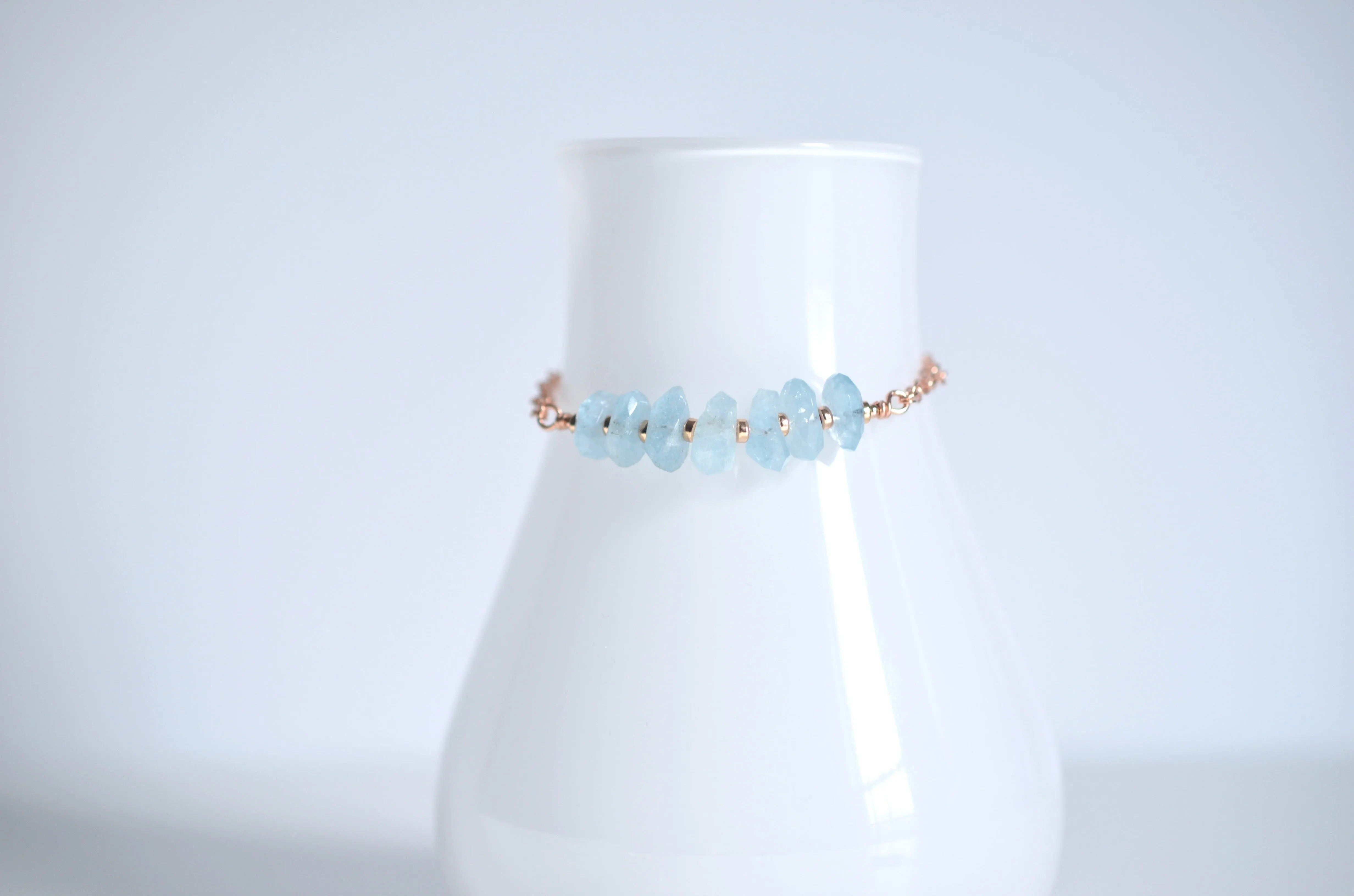Urzah - Aquamarine, 14k Rose Gold Filled bracelet