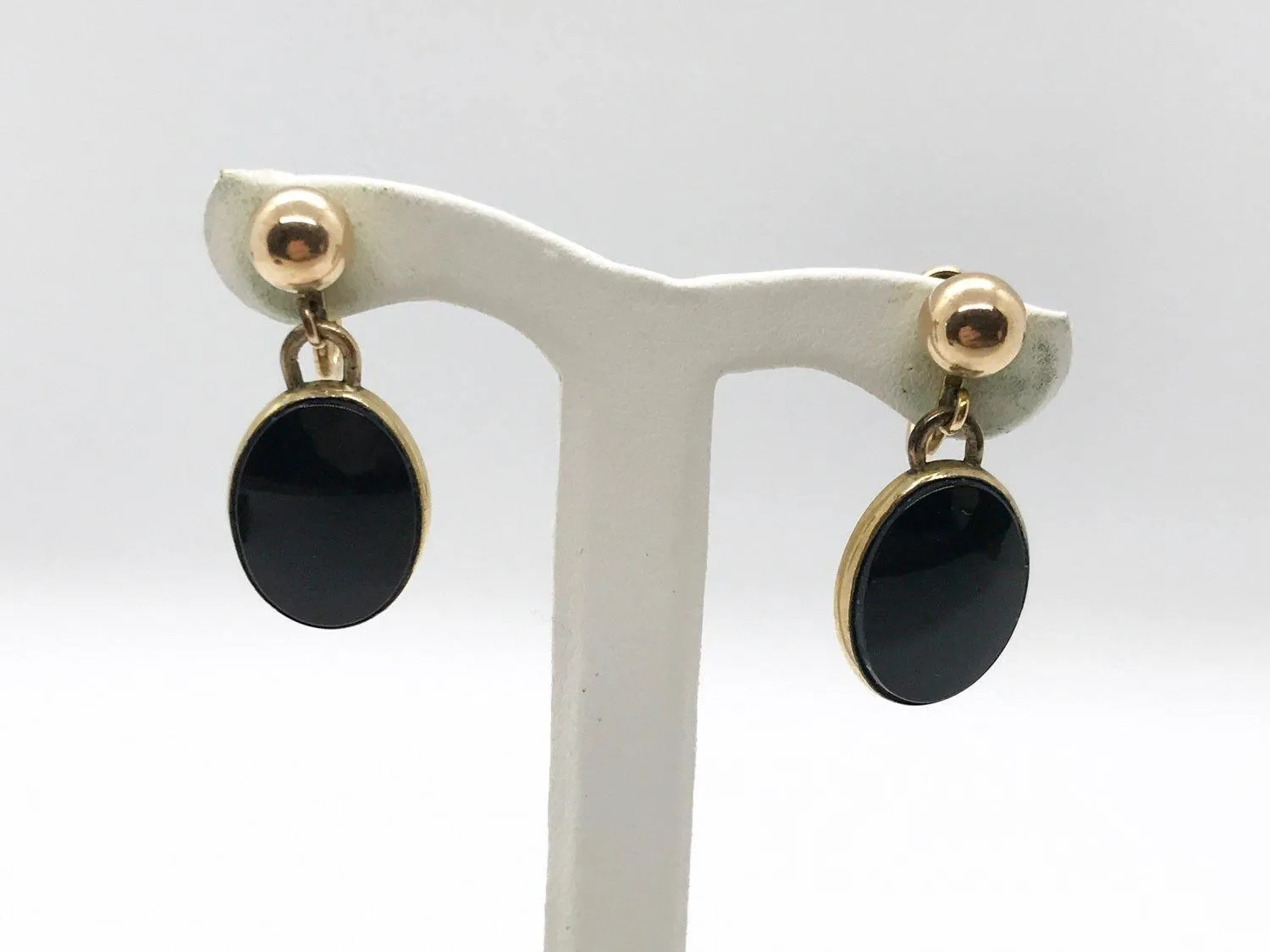 Vintage 12kt G.F. Black Dangle Earrings