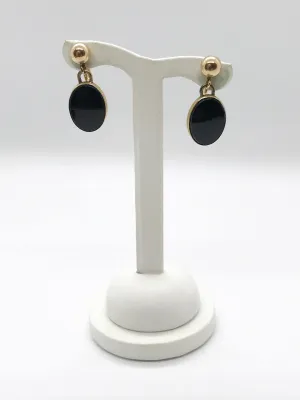 Vintage 12kt G.F. Black Dangle Earrings