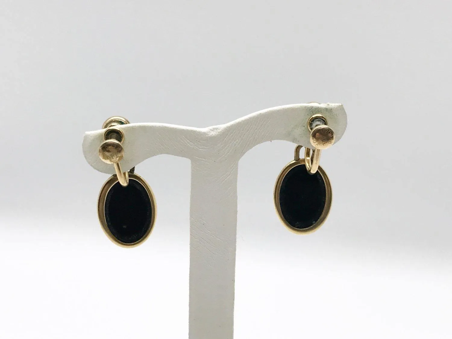Vintage 12kt G.F. Black Dangle Earrings