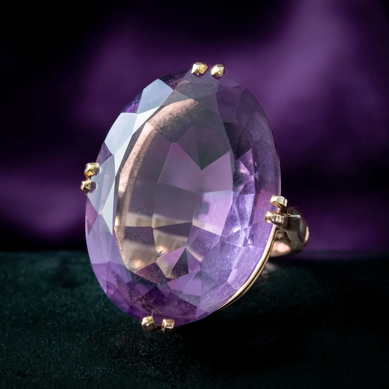 Vintage Amethyst and Gold Cocktail Ring 25ct Amethyst