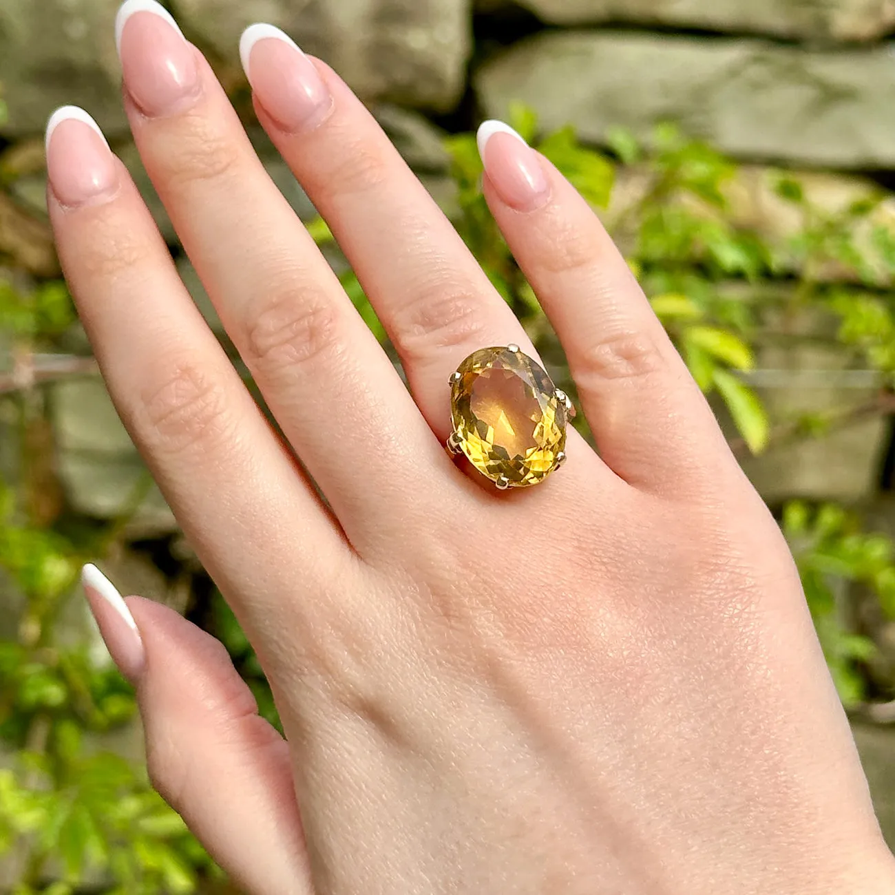 Vintage Citrine Cocktail Ring 12ct Citrine Dated 1961