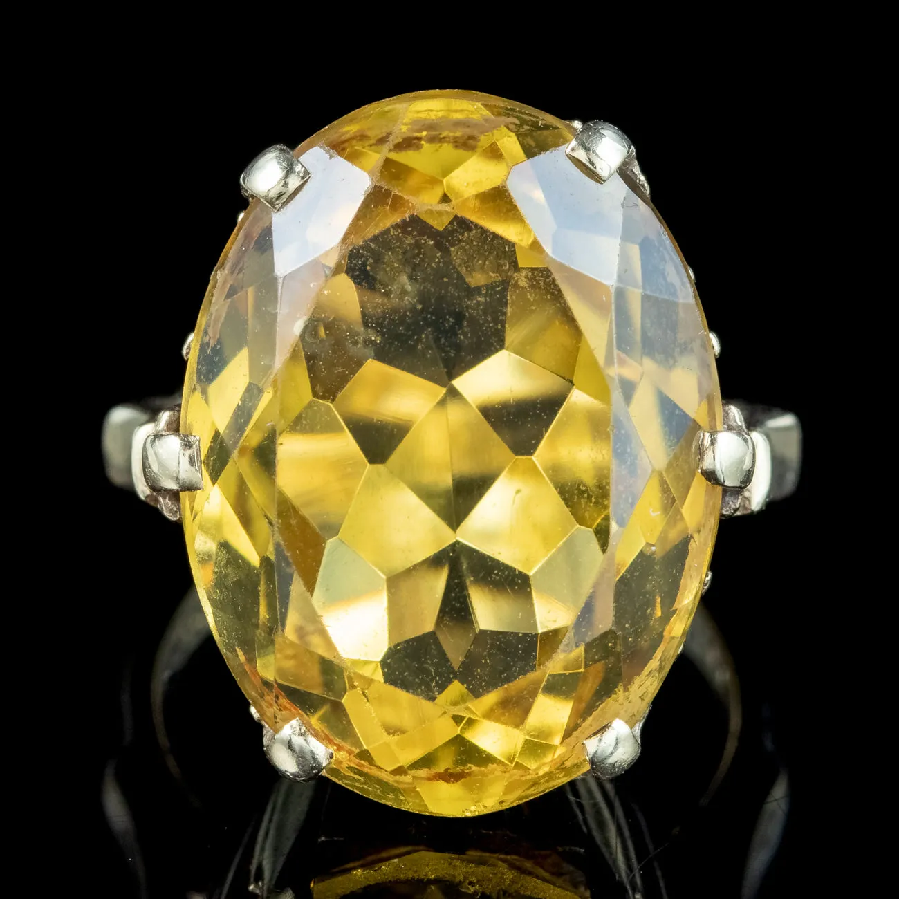 Vintage Citrine Cocktail Ring 12ct Citrine Dated 1961