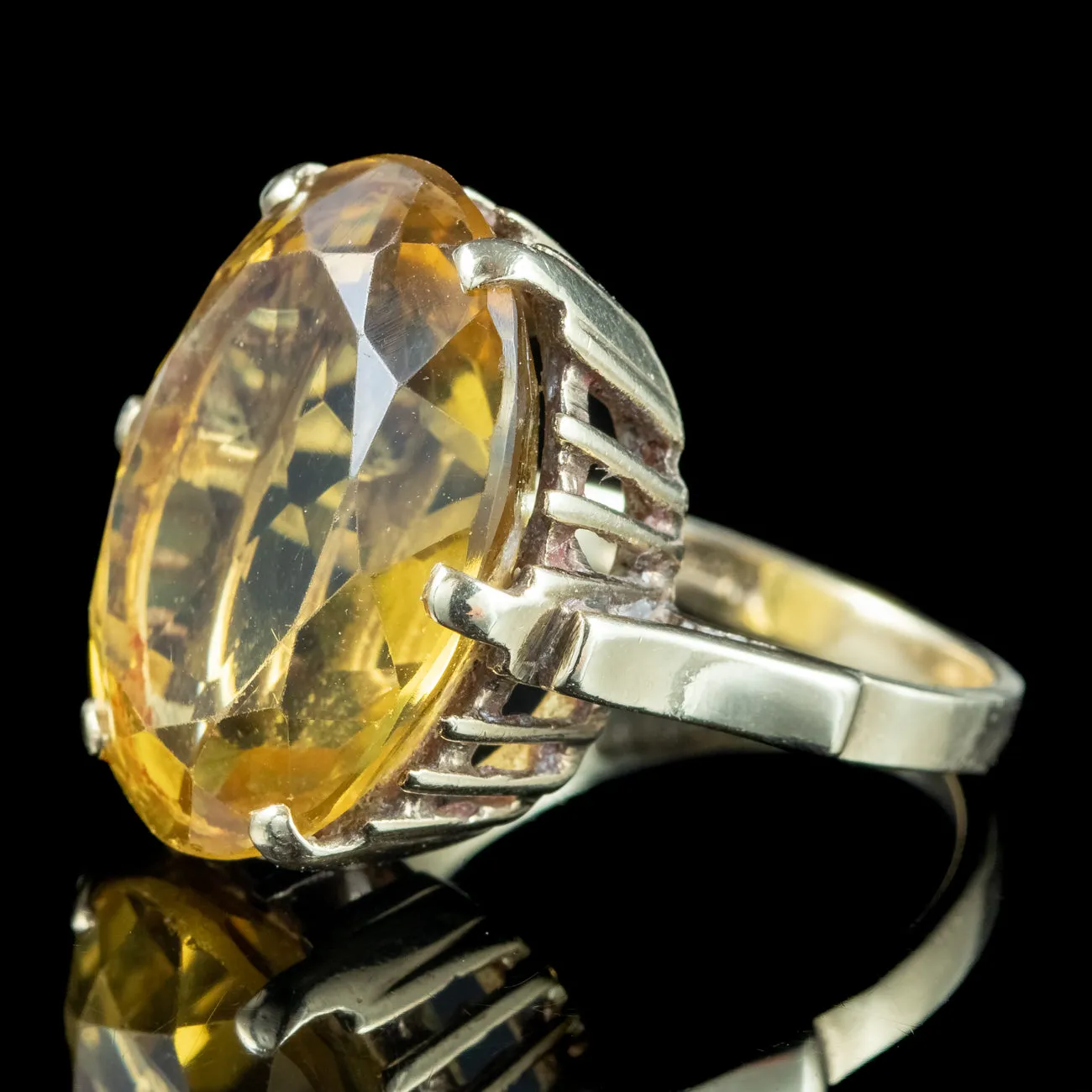 Vintage Citrine Cocktail Ring 12ct Citrine Dated 1961