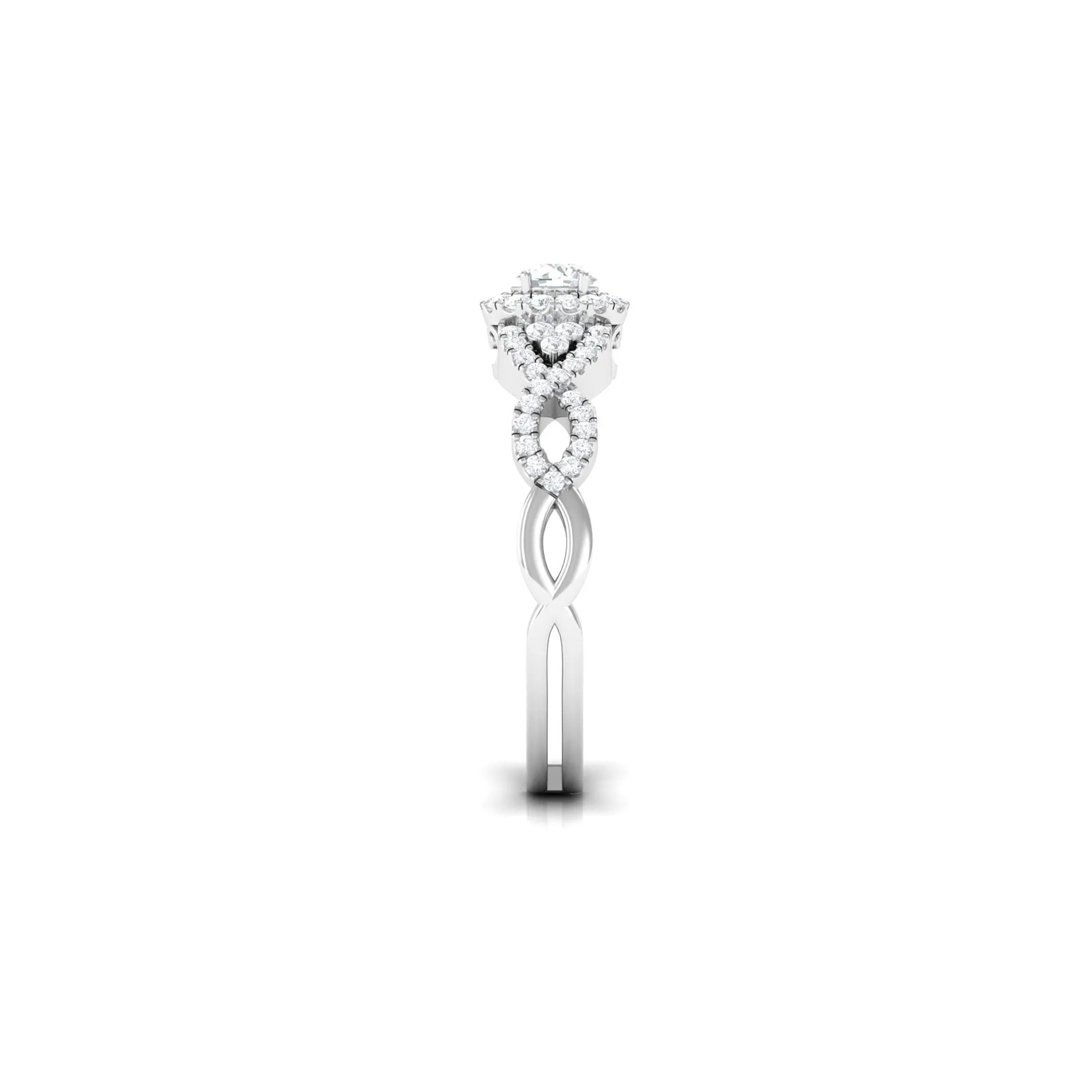 Vintage Crossover Engagement Ring with Cubic Zirconia
