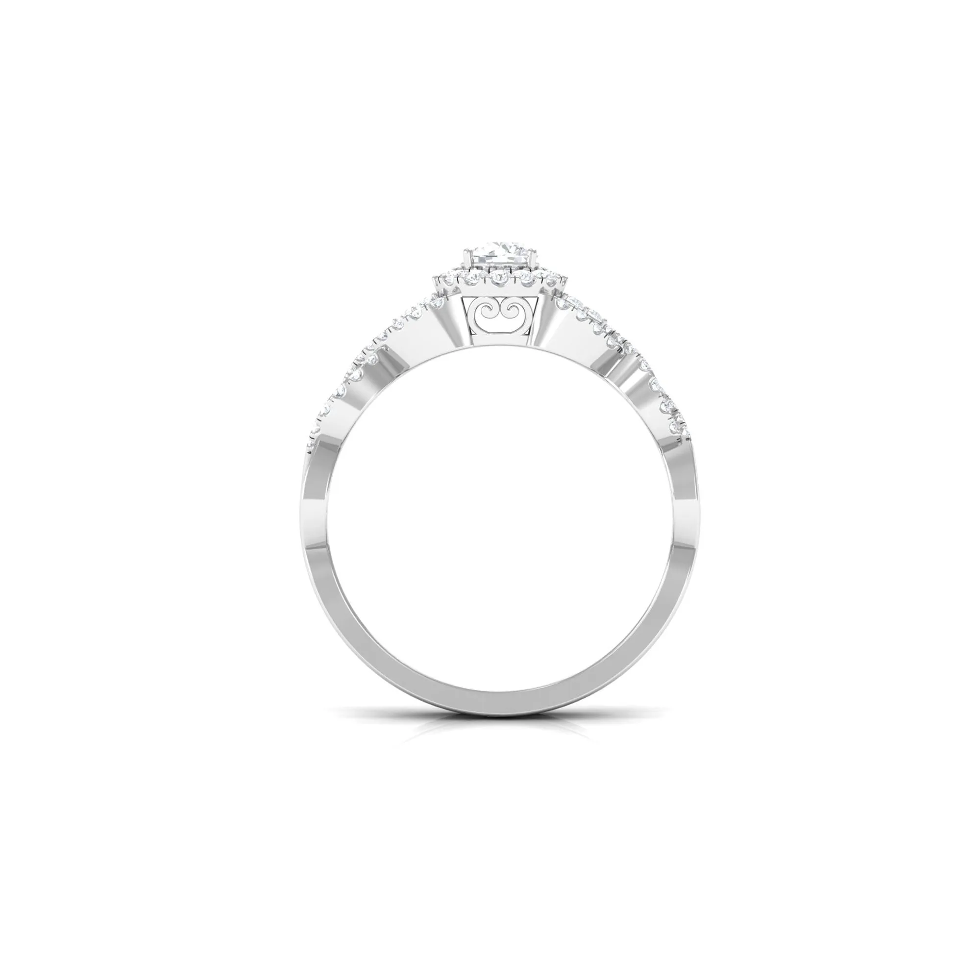Vintage Crossover Engagement Ring with Cubic Zirconia