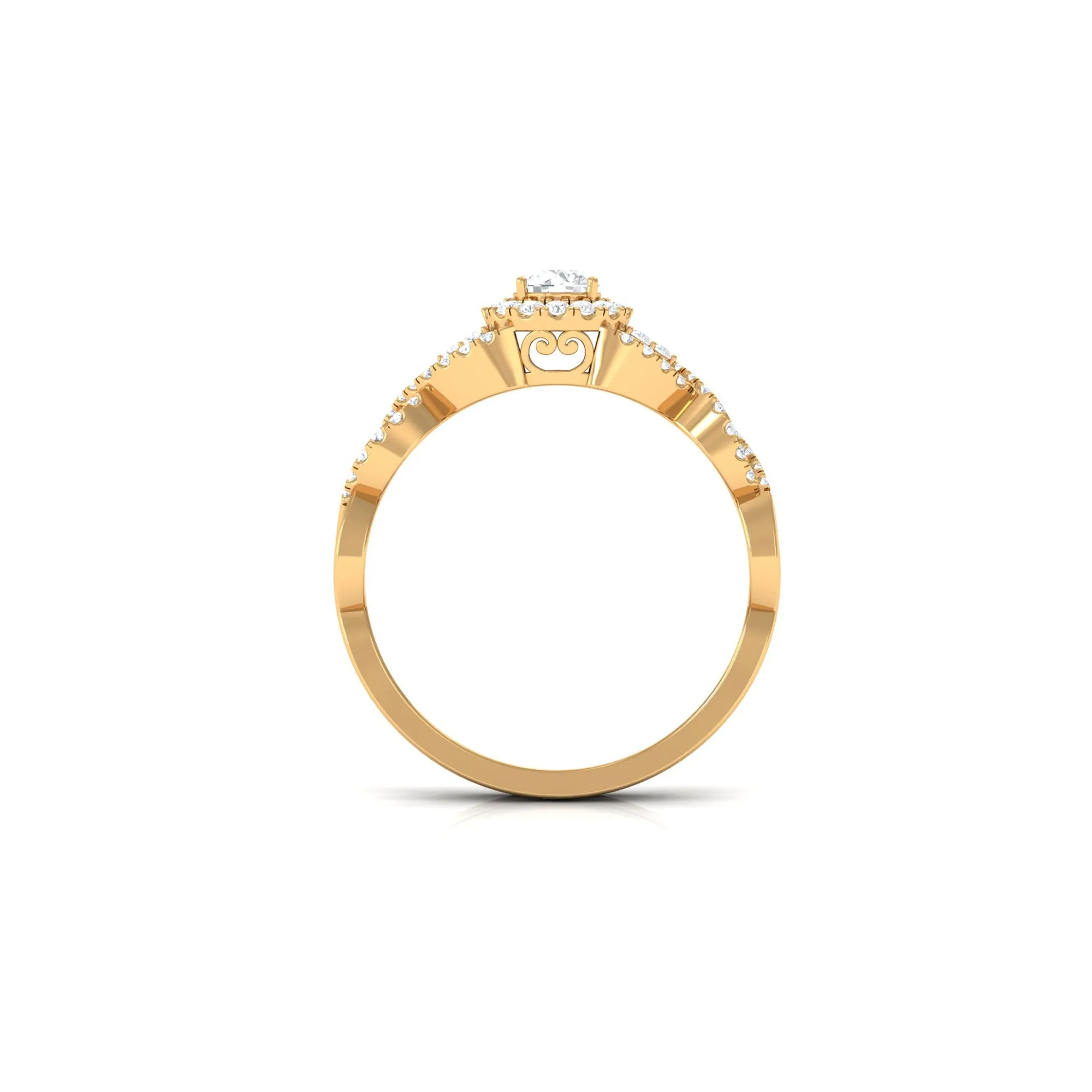 Vintage Crossover Engagement Ring with Cubic Zirconia