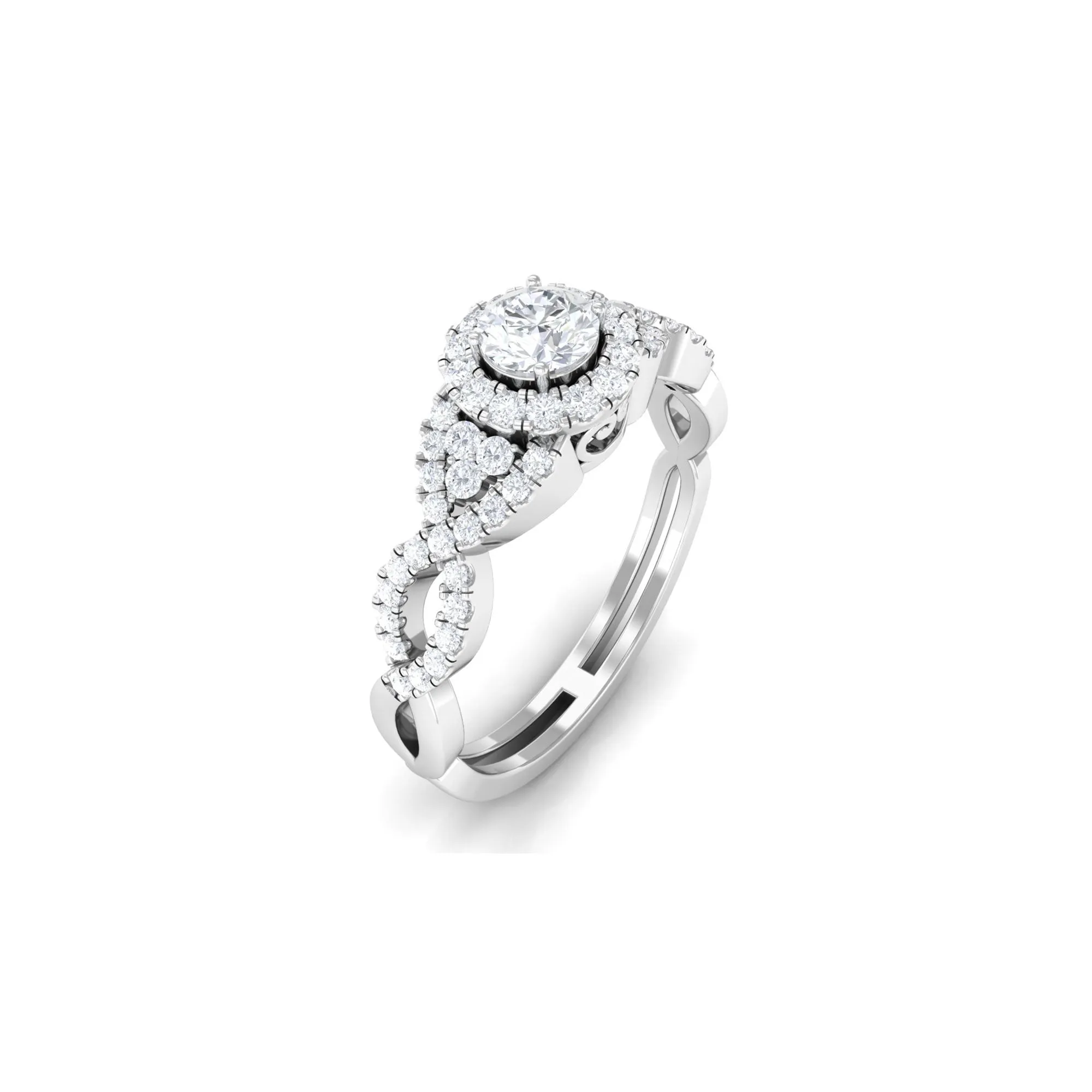 Vintage Crossover Engagement Ring with Cubic Zirconia