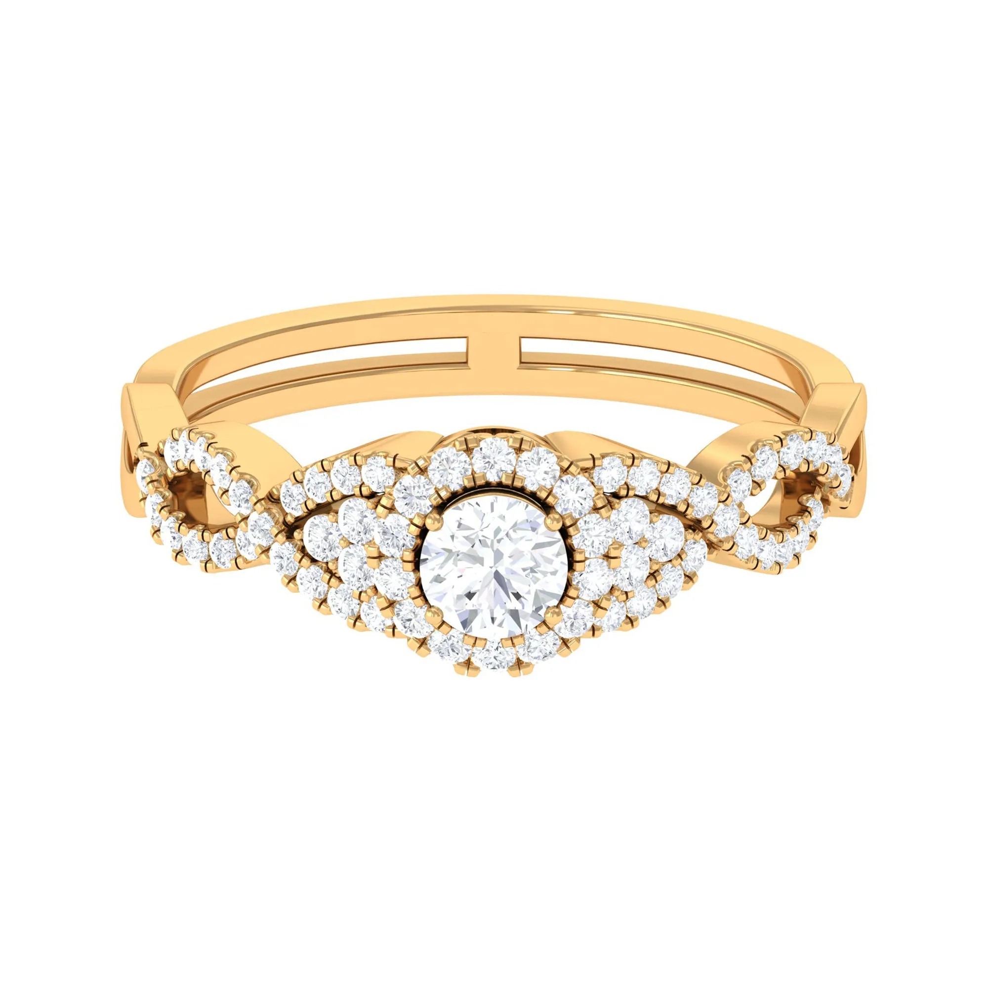 Vintage Crossover Engagement Ring with Cubic Zirconia