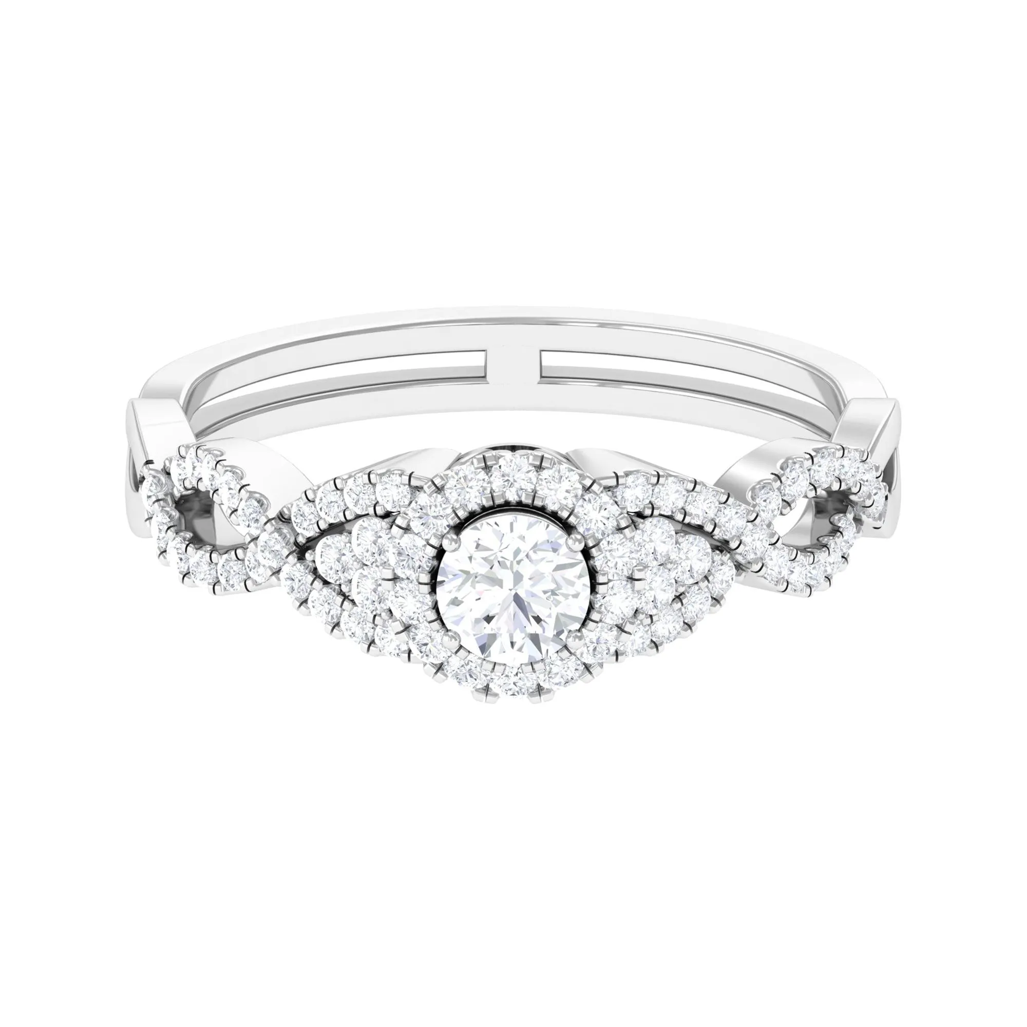 Vintage Crossover Engagement Ring with Cubic Zirconia