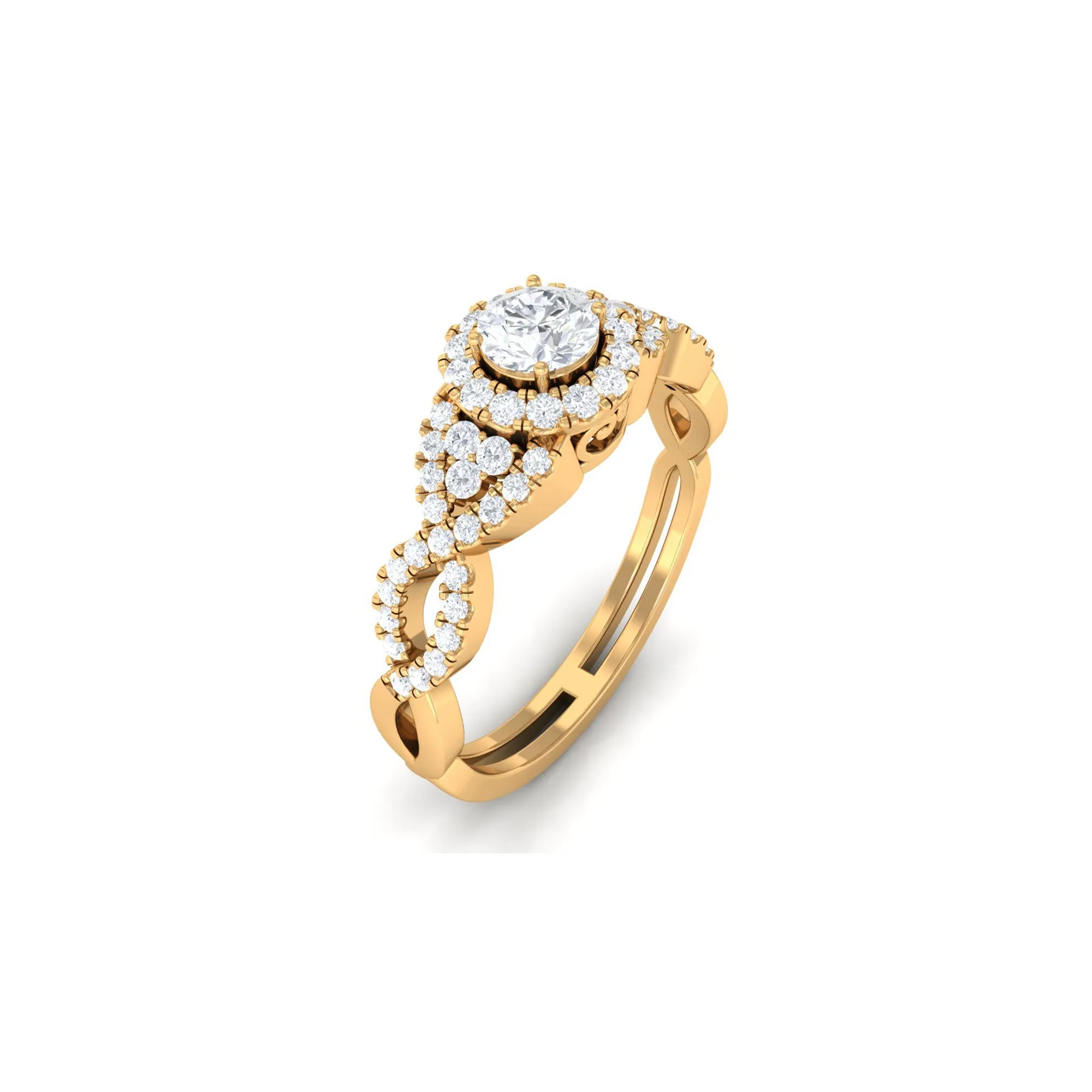 Vintage Crossover Engagement Ring with Cubic Zirconia